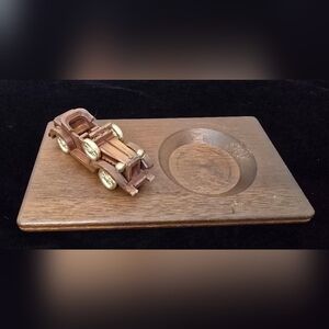 Vintage Gentlemans Wooden Antique Car Vanity Tray 10.5" L x 6" W